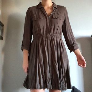 Anthropologie olive shirt dress with pockets